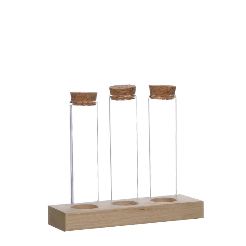 Glasrör Ø3cm 3 rör på träbräda (12 st.) [IFS-29148]
