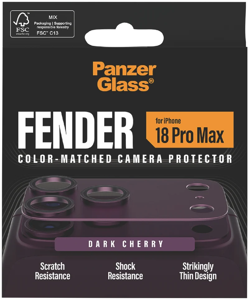 Panzer Glass Fender Camera Protector iPhone 18 Pro Max Dark Cherry