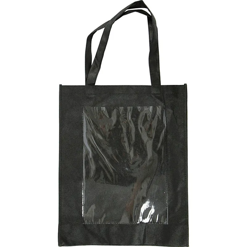 Väska med plastfront, stl. 42x34x12 cm, svart, 1 st. [HOB-49982]