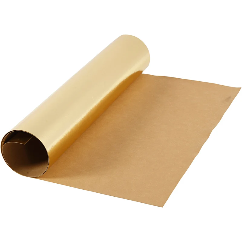 Läderpapper, B: 49 cm, enfärgad,folie, 350 g, guld, 1 m/ 1 rl. [HOB-498948]