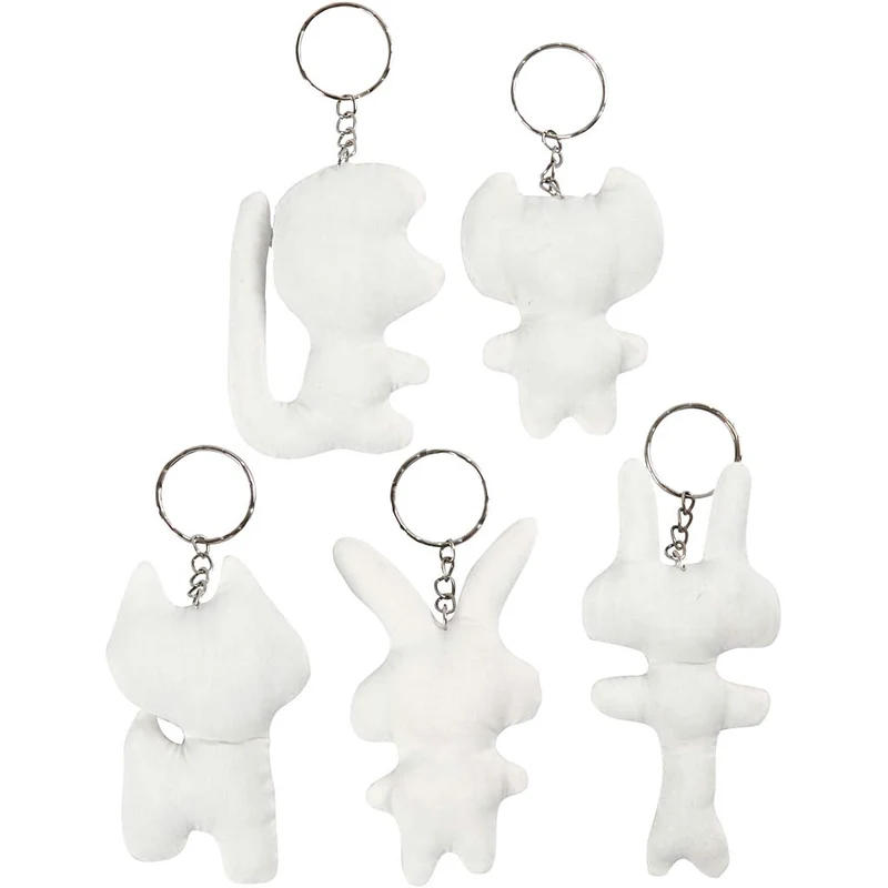 Textilfigurer med nyckelring, H: 6-10 cm, 5 st./ 1 förp. [HOB-49503]