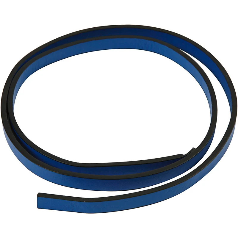 Imiterat Läderband, B: 10 mm, tjocklek 3 mm, blå, 1 m/ 1 förp. [HOB-51487]