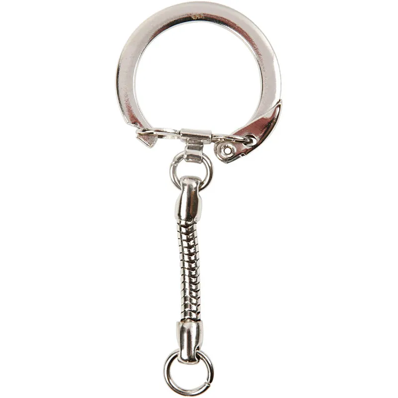 Nyckelring med kedja, L: 6 cm, Dia. 2,3 cm, 5 st./ 1 förp. [HOB-512821]