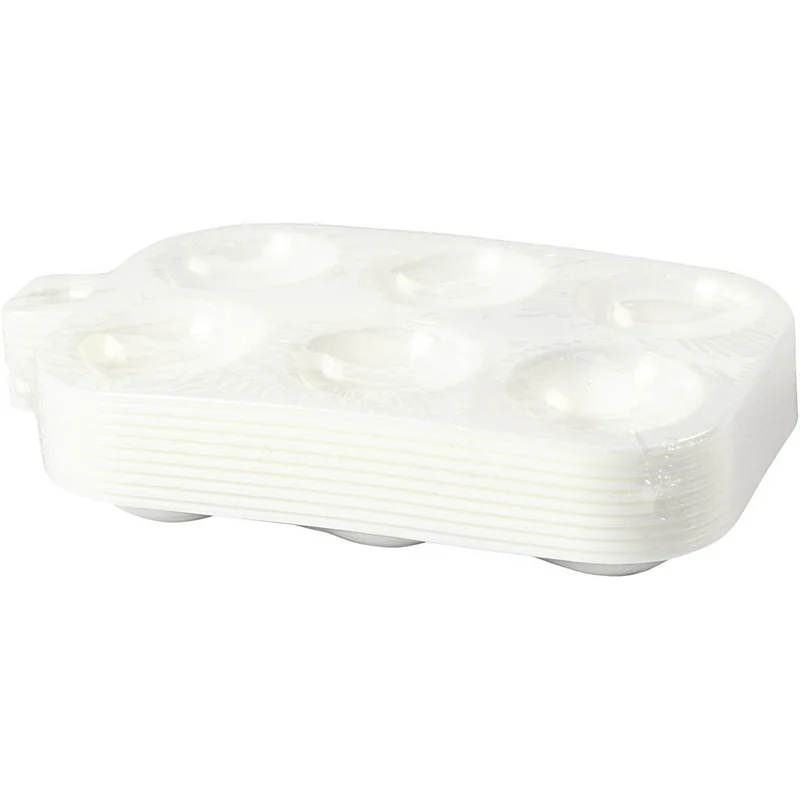 Palett, Rektangulär palett med 6 fack, stl. 13x8,5 cm, vit, 10 st./ 1 förp. [HOB-10332]
