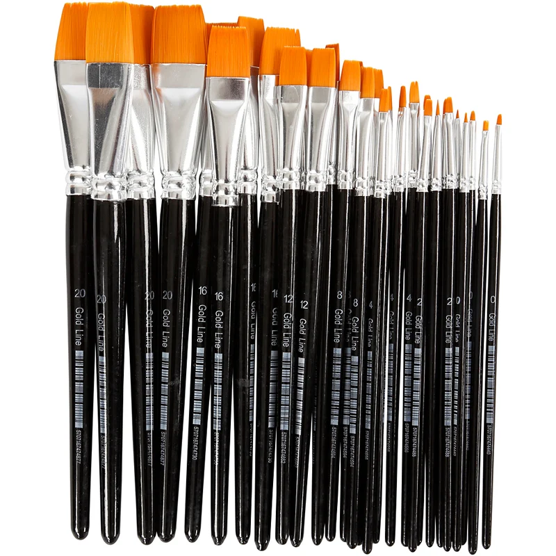 Gold Line-penslar, nr. 0+2+4+8+12+16+20, L: 17-21 cm, B: 2-22 mm, platta, 30 st./ 1 förp. [HOB-10249]