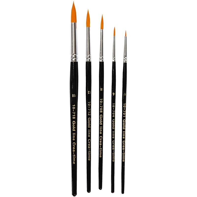 Gold Line-penslar, nr. 1+4+8+12+18, L: 17-19 cm, B: 1-7 mm, runda, 5 st./ 1 förp. [HOB-100265]