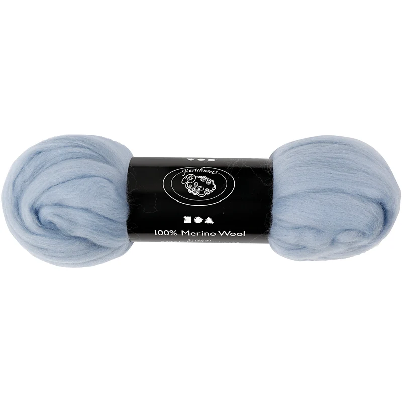 Merinoull, tjocklek 21 my, isblå, 100 g/ 1 förp. [HOB-46075]