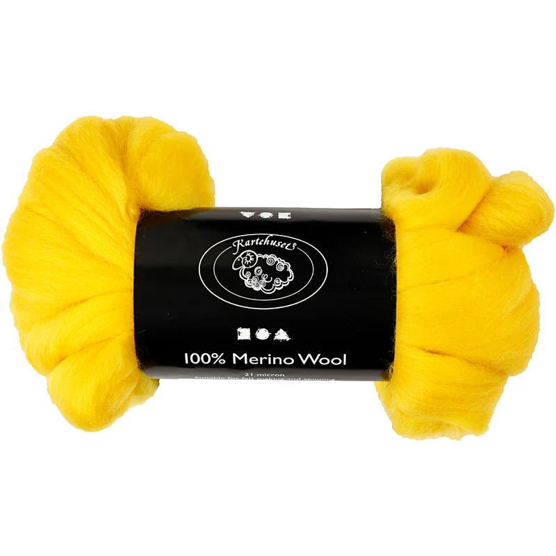 Merinoull, tjocklek 21 my, solgul, 100 g/ 1 förp. [HOB-46062]