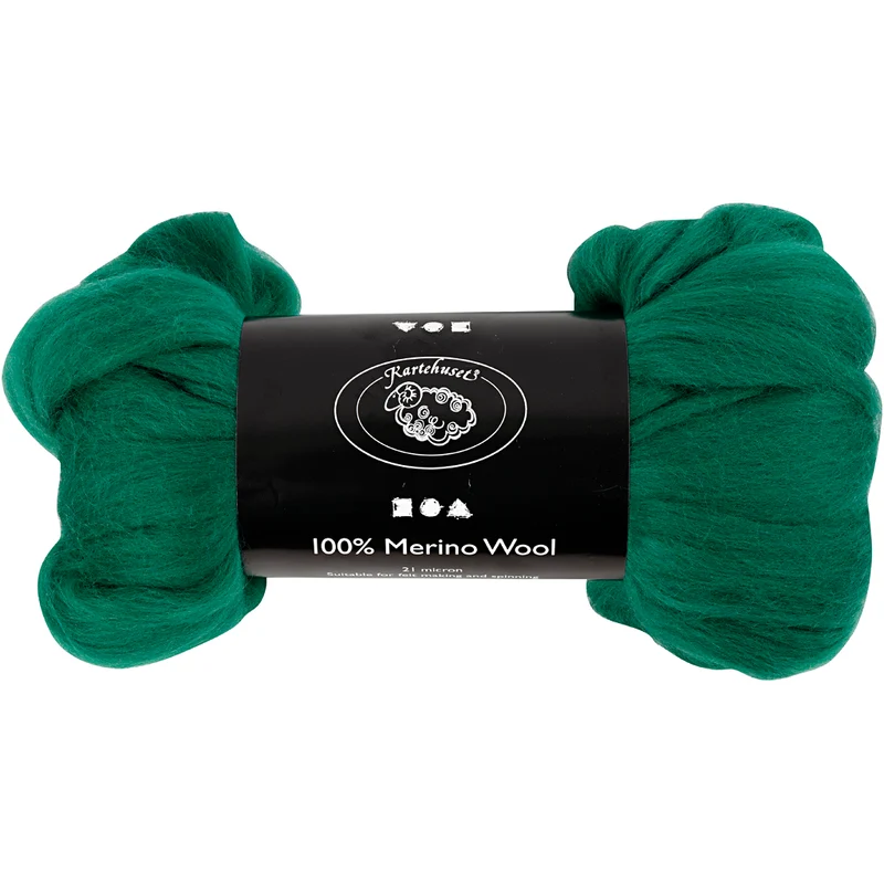 Merinoull, tjocklek 21 my, grön, 100 g/ 1 förp. [HOB-46030]