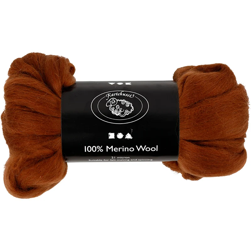 Merinoull, tjocklek 21 my, brun, 100 g/ 1 förp. [HOB-46024]