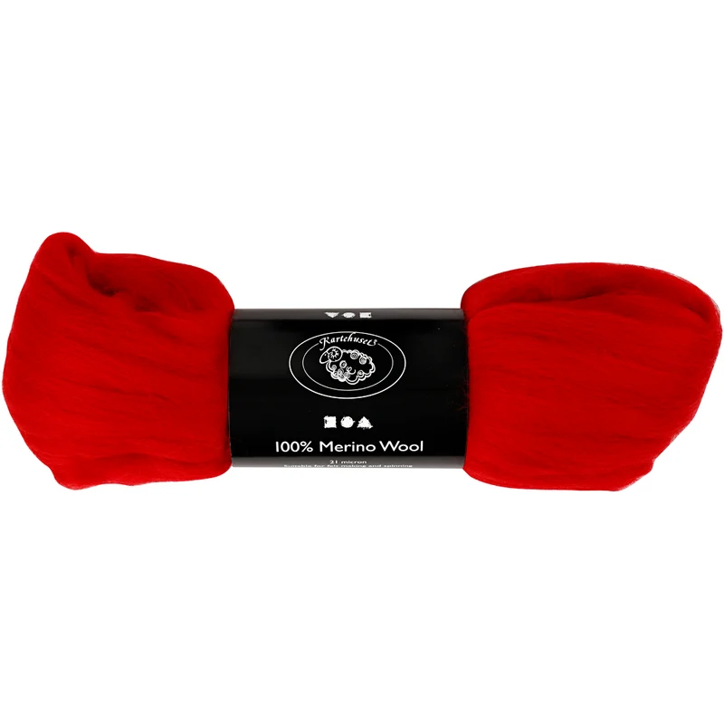 Merinoull, tjocklek 21 my, julröd, 100 g/ 1 förp. [HOB-46019]