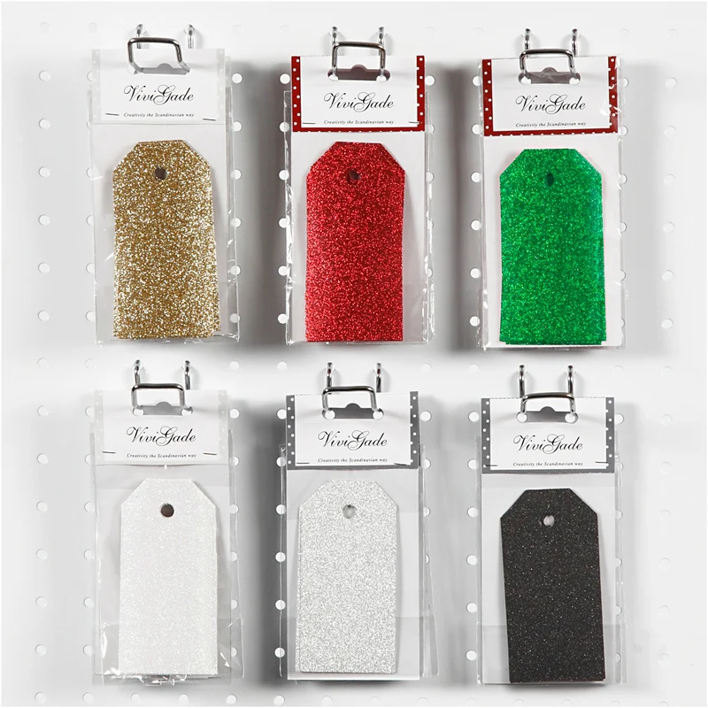 Manillamärken, stl. 5x10 cm, glitter, 300 g, 6x10 förp./ 1 förp. [HOB-50981]