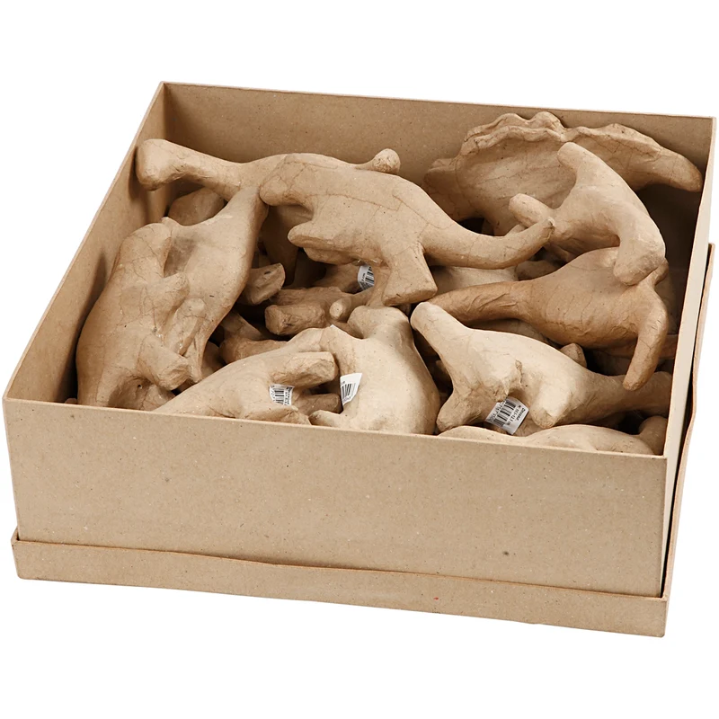 Dinosaurier av papier-maché, H: 9-12,5 cm, B: 4,5+5,5 cm, 21 st./ 1 förp. [HOB-50716]