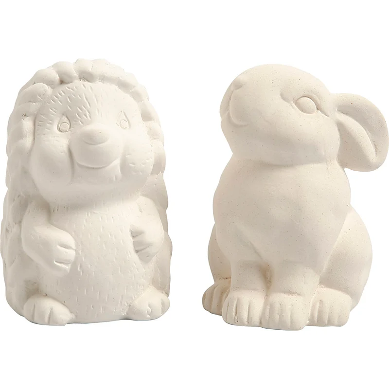 Sparbössa, igelkott och hare, H: 10 cm, vit, 2 st./ 1 förp. [HOB-50571]