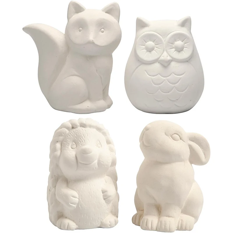 Sparbössa, uggla, räv, igelkott, hare, H: 9-10 cm, vit, 4 st./ 1 förp. [HOB-50569]