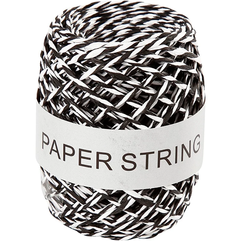 Papperssnöre, tjocklek 1 mm, svart/vit, 50 m/ 1 rl. [HOB-50327]