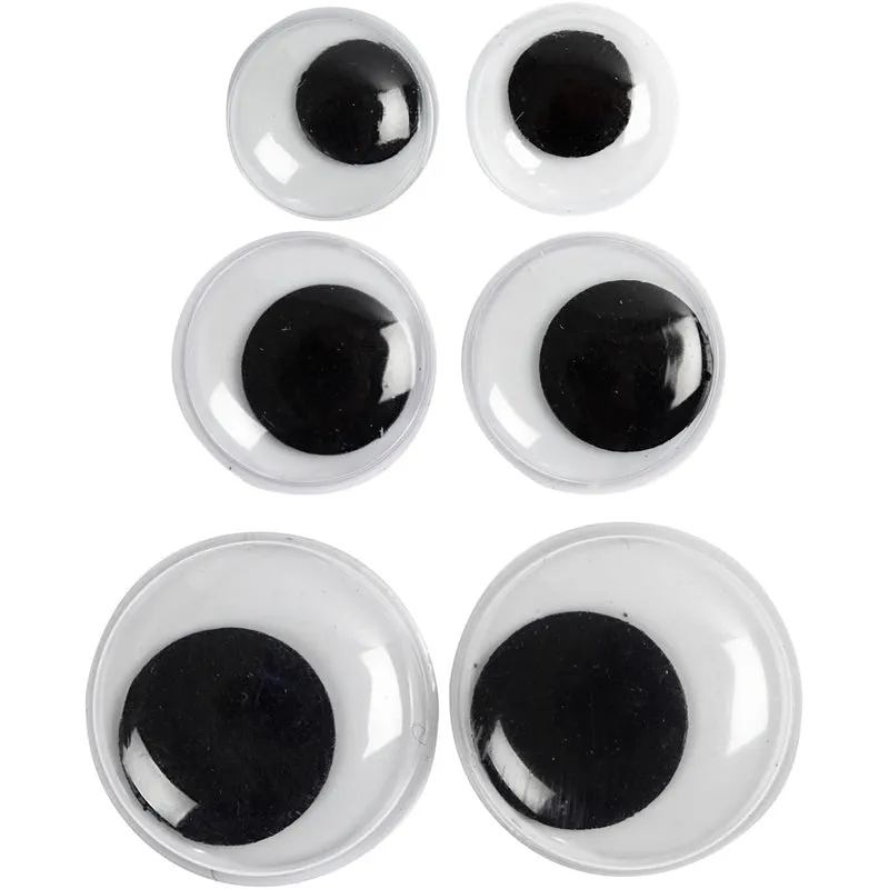 Rörliga Ögon, ej självhäftande, Dia. 12+14+20 mm, 18 mix./ 1 förp. [HOB-50139]