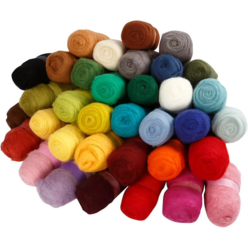 Kardad Ull, mixade färger, 35x100 g/ 1 förp. [HOB-45198]