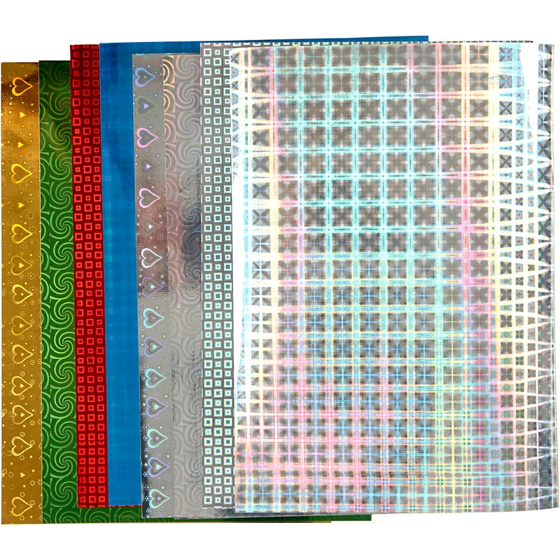 Holografipapper, A4, ark 210x297 mm, 120 g, 8 mix. ark/ 1 förp. [HOB-449470]