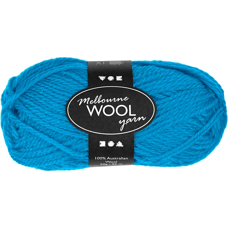 Melbourne ullgarn, L: 92 M, ljusblå, 50 g/ 1 nystan [HOB-44799]
