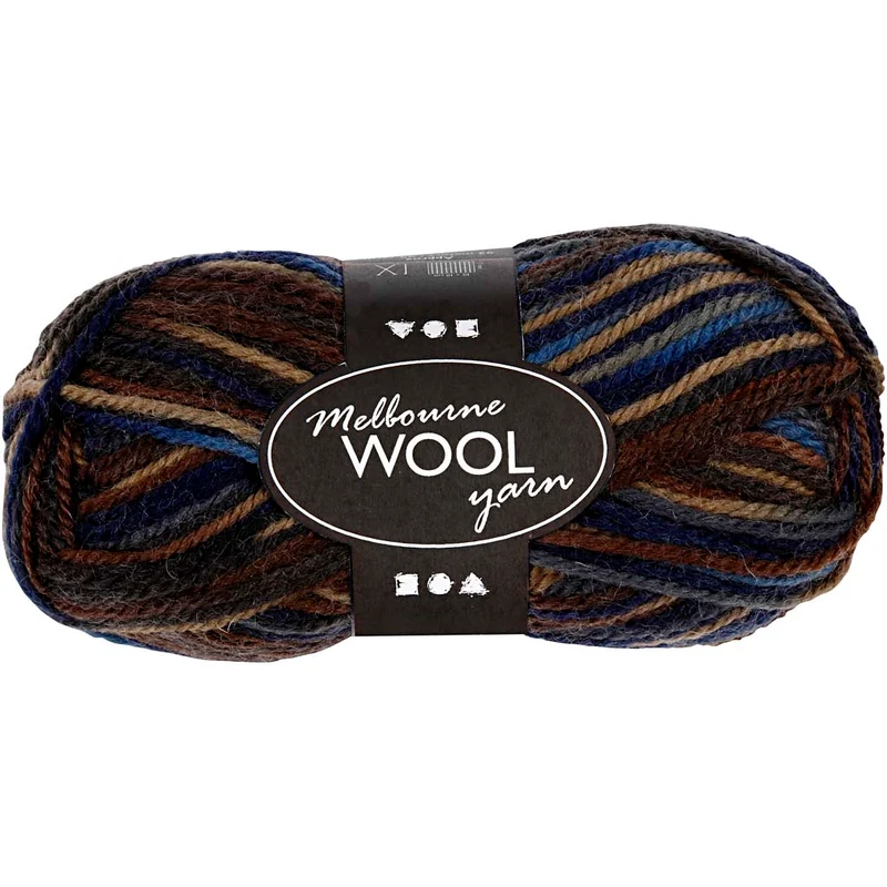 Melbourne ullgarn, L: 92 M, brun harmoni, 50 g/ 1 nystan [HOB-44794]