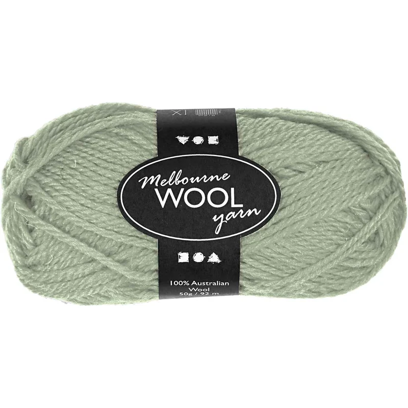 Melbourne ullgarn, L: 92 M, ljusgrön, 50 g/ 1 nystan [HOB-44786]