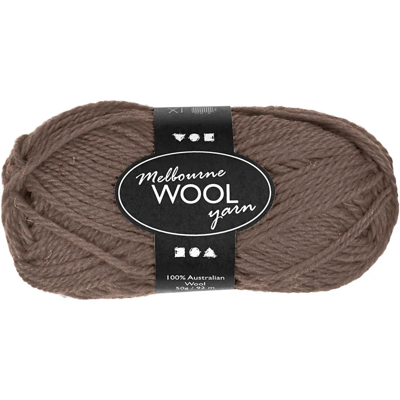 Melbourne ullgarn, L: 92 M, grå brun, 50 g/ 1 nystan [HOB-44783]