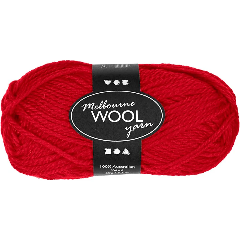 Melbourne ullgarn, L: 92 M, röd, 50 g/ 1 nystan [HOB-44716]