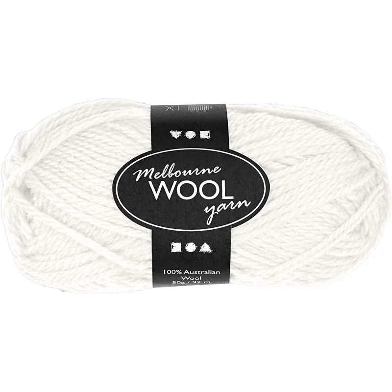 Melbourne ullgarn, L: 92 M, råvit, 50 g/ 1 nystan [HOB-44710]