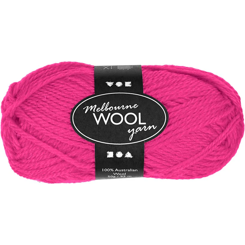 Melbourne ullgarn, L: 92 M, neonrosa, 50 g/ 1 nystan [HOB-44709]
