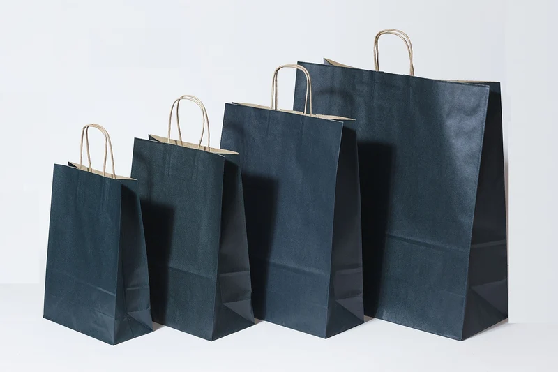 Papperskassar Mörkblå 22+10x31cm Kraft Papper 90 gram (50 st) [PAM2231DKBL]