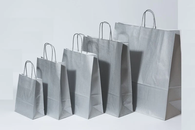 Papperskassar Silver 22+10x31cm Kraft Papper 90 gram (50 st) [PAM2231SI]