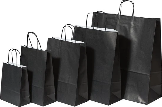 Papperskassar Svart 26+12x35cm Kraft Papper 90 gram (50 st) [PAM2635BK]