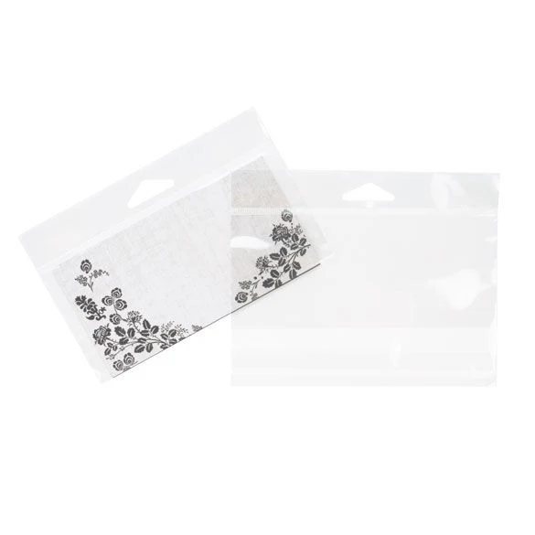 Cellofanpåsar med Eurohål 14,9x6,4cm Transparent med Tejpremsa (100 st) [HB52]