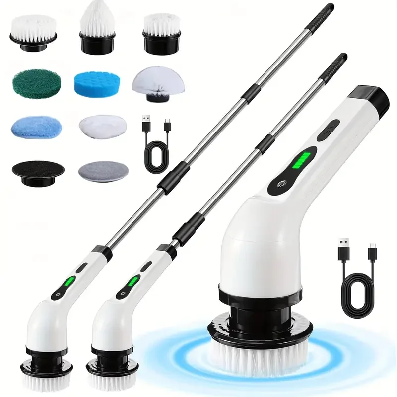 Cordless Electric Spin Scrubber – 9-in-1 Multipurpose Cleaning Brush with LED