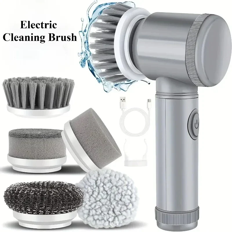 Electric Spin Scrubber – Cordless Bathroom Cleaning Brush with 5 Replaceable Heads