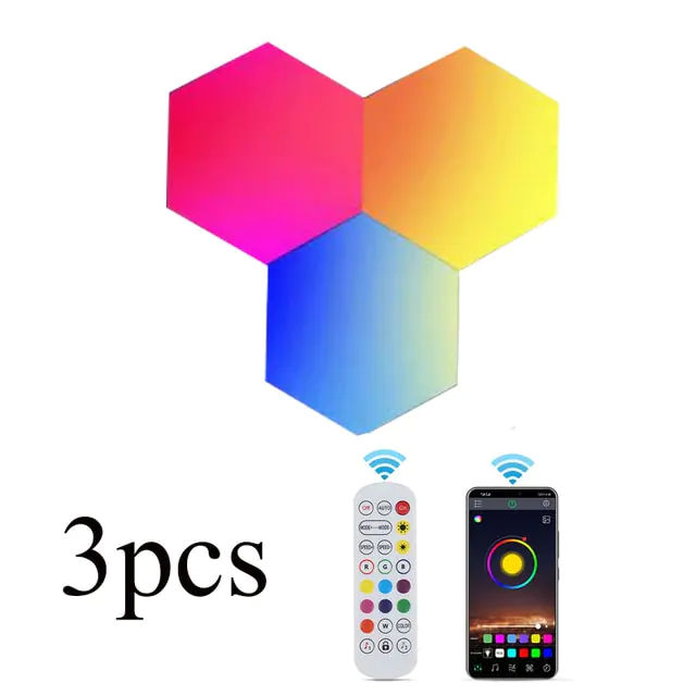 Hexagon LED Wall Light Set – RGB Modular Gaming Room Decor