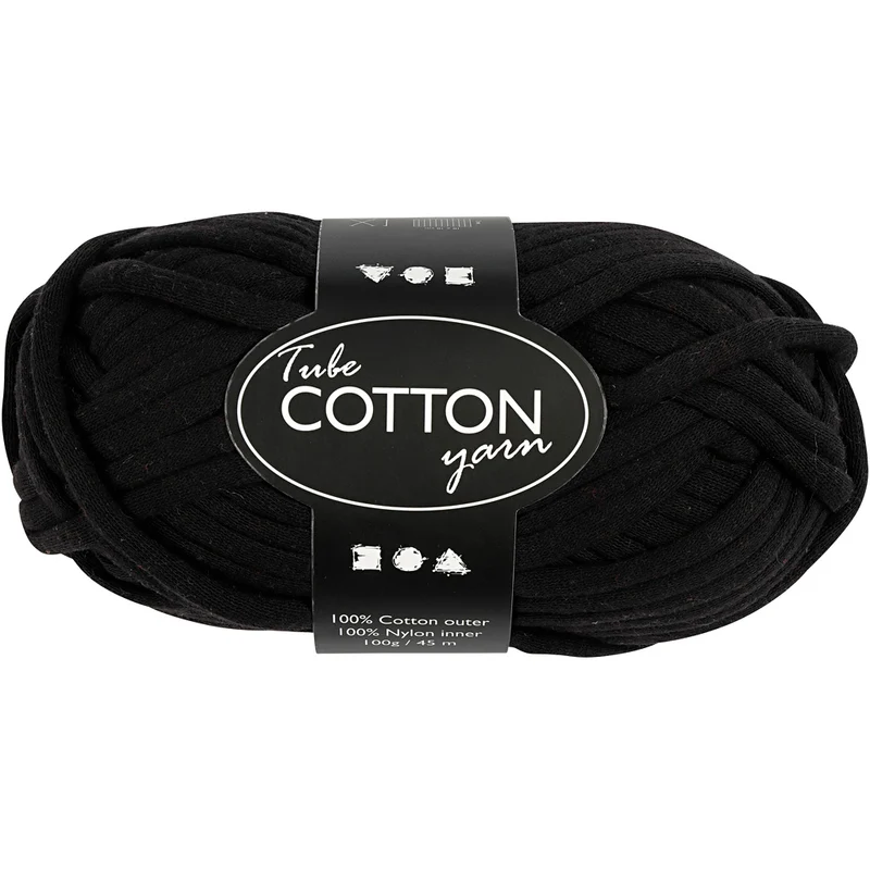 Tubgarn, L: 45 M, sticka 10-12, svart, 100 g/ 1 nystan [HOB-42510]