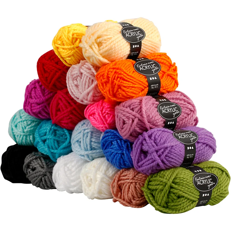 Fantasia Akrylgarn, L: 35 M, Maxi, mixade färger, 20x50 g/ 1 förp. [HOB-42190]