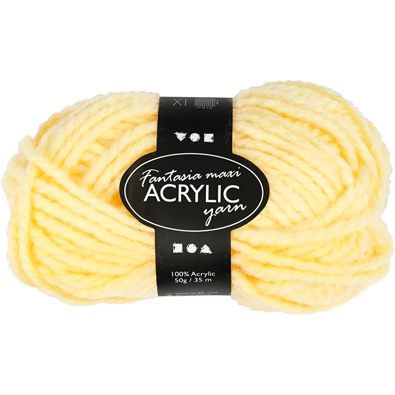 Fantasia Akrylgarn, L: 35 M, Maxi, ljusgul, 50 g/ 1 nystan [HOB-421878]