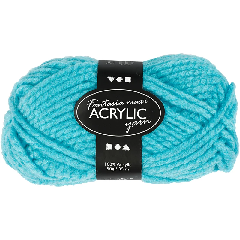Fantasia Akrylgarn, L: 35 M, Maxi, turkos, 50 g/ 1 nystan [HOB-421874]