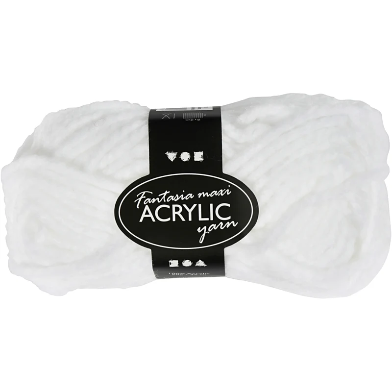 Fantasia Akrylgarn, L: 35 M, Maxi, vit, 50 g/ 1 nystan [HOB-421867]