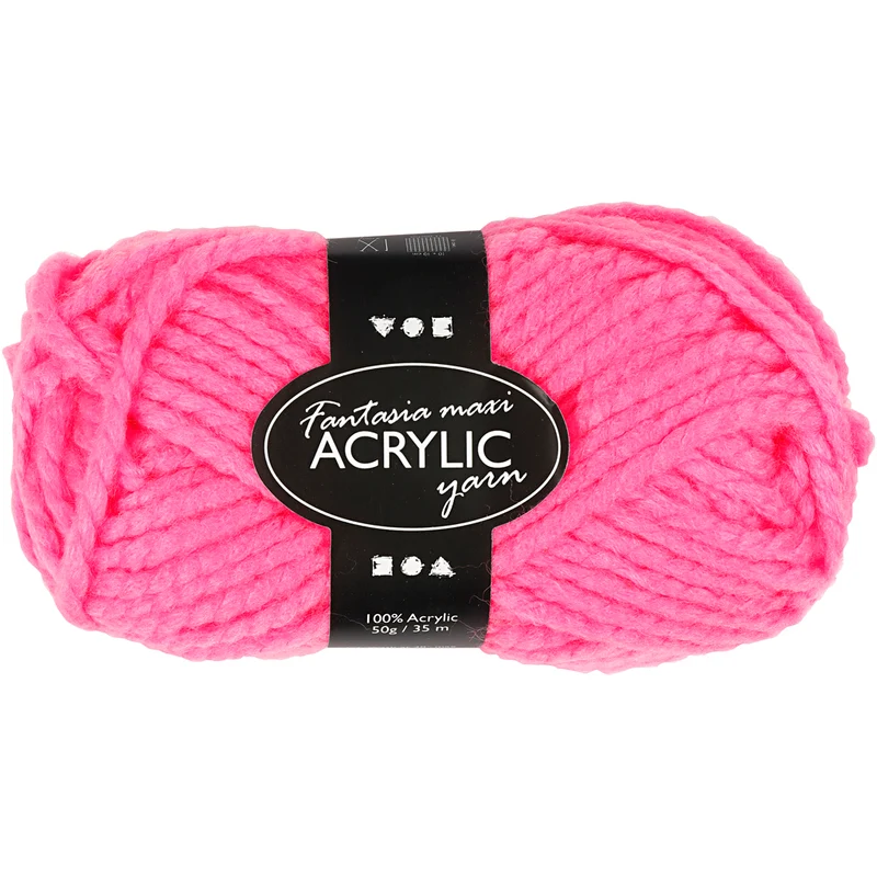 Fantasia Akrylgarn, L: 35 M, Maxi, neonrosa, 50 g/ 1 nystan [HOB-421861]