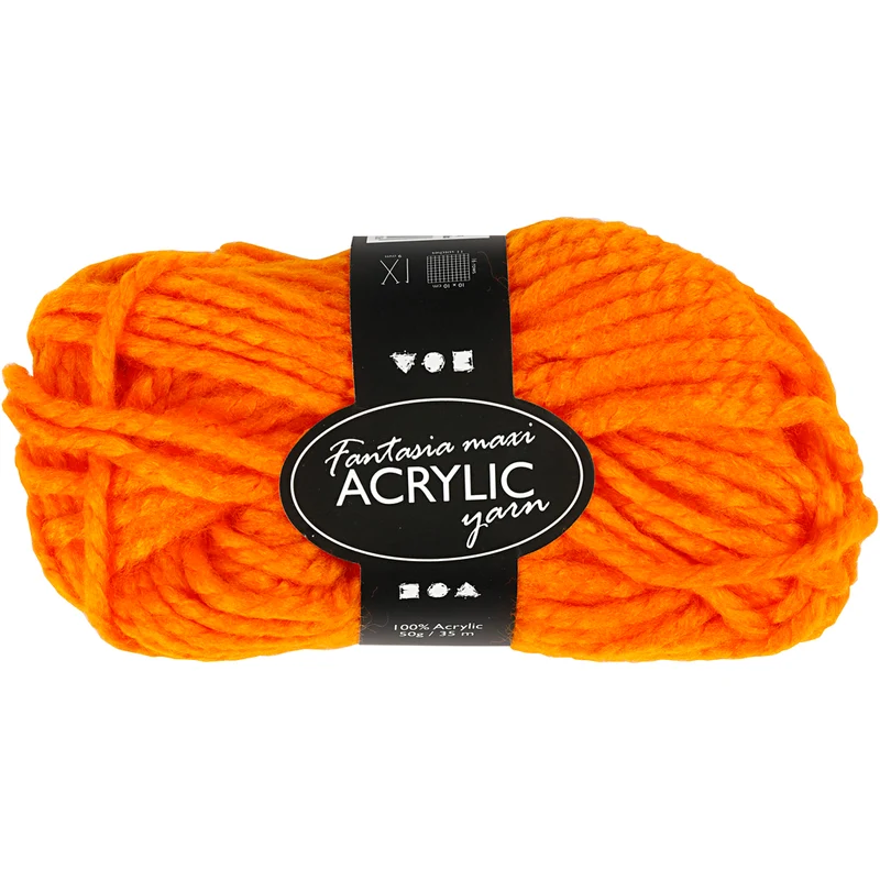 Fantasia Akrylgarn, L: 35 M, Maxi, neonorange, 50 g/ 1 nystan [HOB-421860]