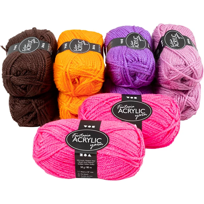 Fantasia Akrylgarn, L: 80 M, mixade färger, 10x50 g/ 1 förp. [HOB-42184]