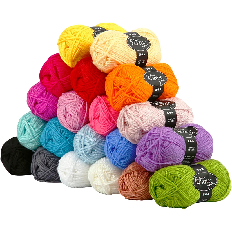 Fantasia Akrylgarn, L: 80 M, mixade färger, 20x50 g/ 1 förp. [HOB-42181]