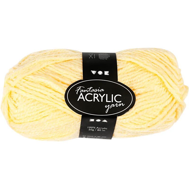 Fantasia Akrylgarn, L: 80 M, ljusgul, 50 g/ 1 nystan [HOB-421804]