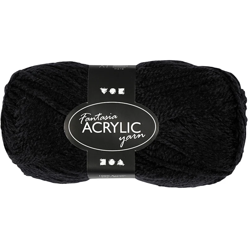 Fantasia Akrylgarn, L: 80 M, svart, 50 g/ 1 nystan [HOB-421750]