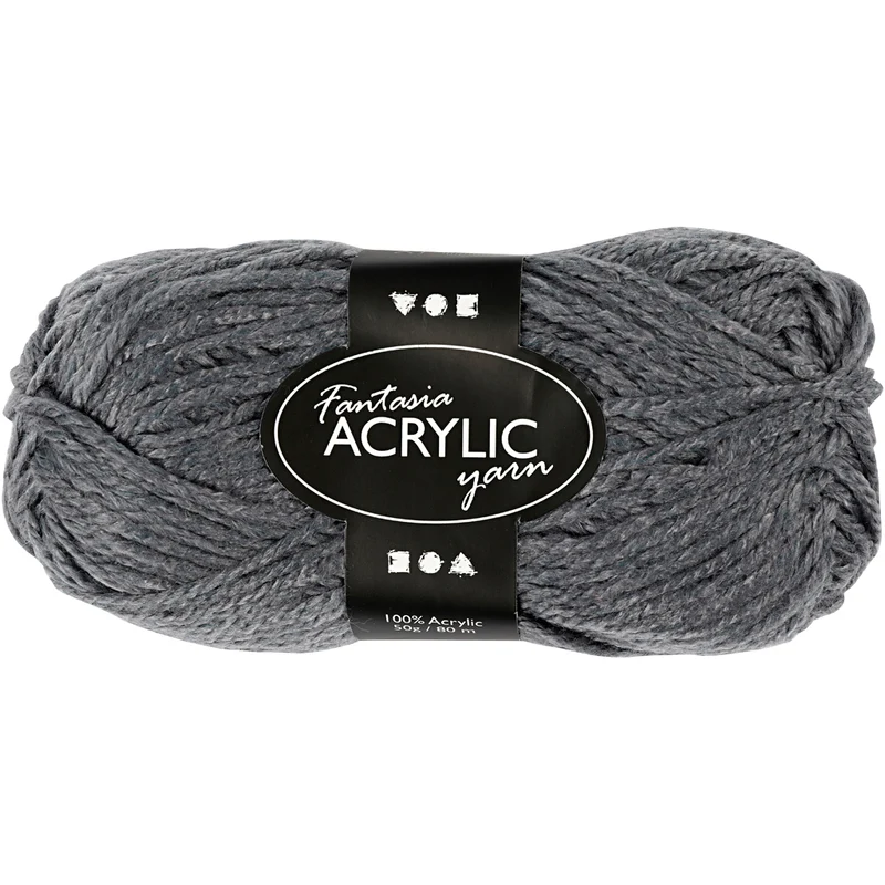 Fantasia Akrylgarn, L: 80 M, grå, 50 g/ 1 nystan [HOB-421720]