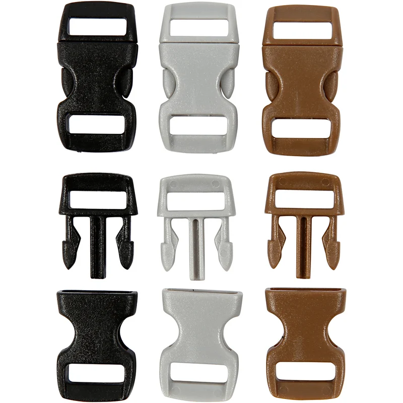 Klicklås, L: 29 mm, B: 15 mm, Hålstl. 3x11 mm, svart, brun, grå, 100 st./ 1 förp. [HOB-41619]